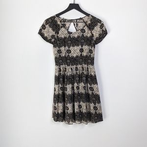 Free People Black Tan and White Skater Style Dress